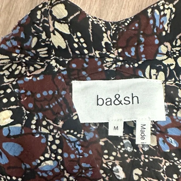 ba&sh Brown and Blue Floral Long Sleeve Dress - Picture 3 of 4